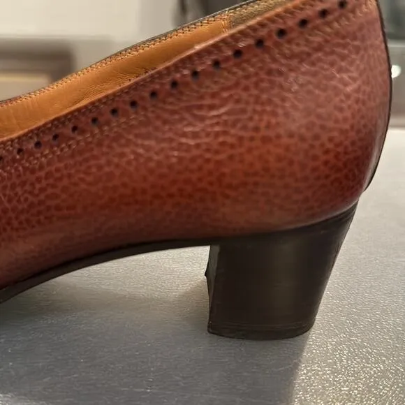 Elegance Leather Shoes Made in Italy, Size 35½, 2-Inch Heel Brown Classic Style‎