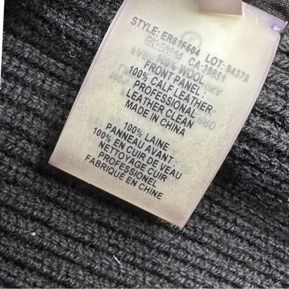 ELIE TAHARI Black Wool &amp; Leather Cardigan