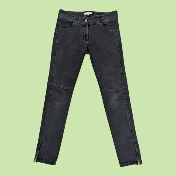 Emerson Fry Black Mick Distressed Moto Zipper Women Jeans Size‎ 4