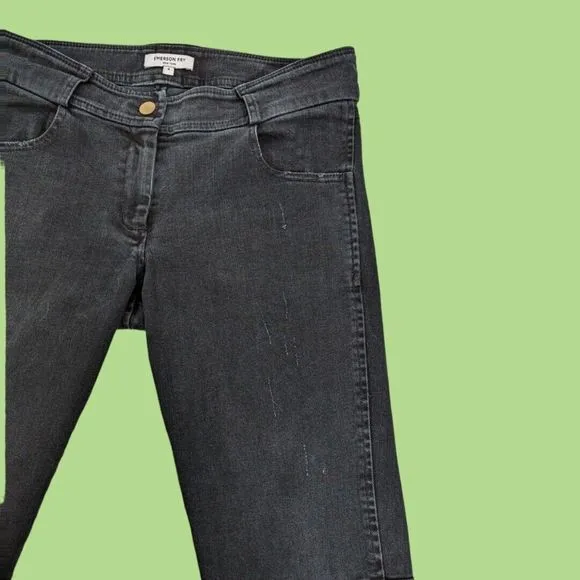 Emerson Fry Black Mick Distressed Moto Zipper Women Jeans Size‎ 4