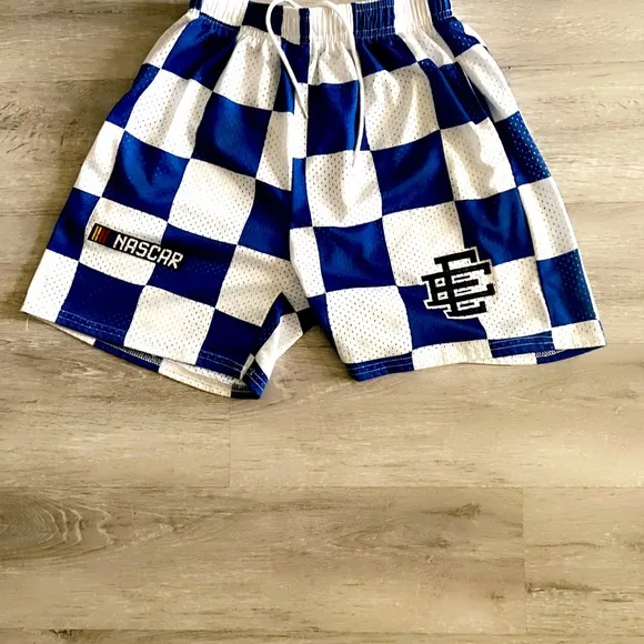 Eric Emmanuel blue and white checkered shorts
