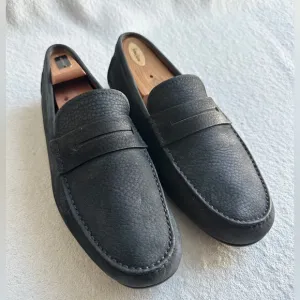 Ermenegildo Zegna Leather Driver Loafers Shoes 12.5‎ US Pebbled Leather Shoes