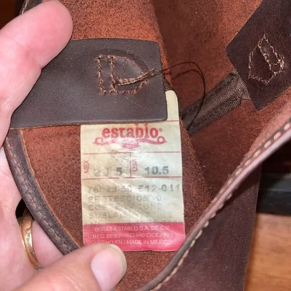 Establo Genuine Leather Western Cowboy Soft Roper Boots Men's 10.5 Brown