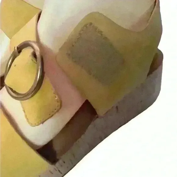 EuroSoft Finnly Womens Yellow Leather Wedge Sandal Size 9M