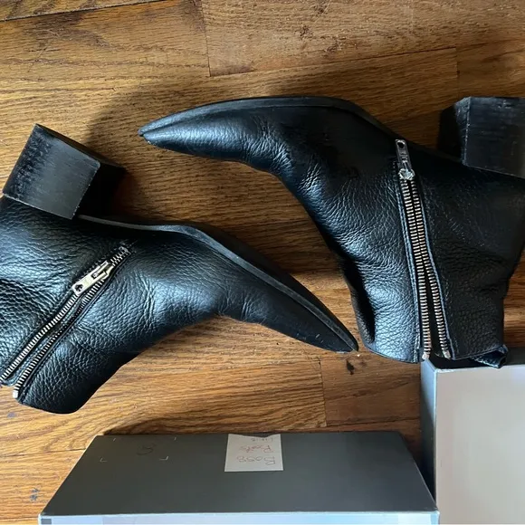 Everlane Boss Boots Black Leather Ankle 8