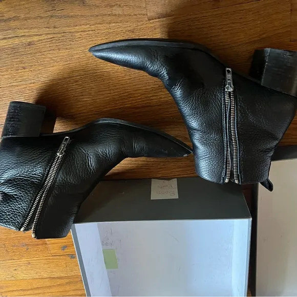 Everlane Boss Boots Black Leather Ankle 8