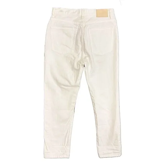 Everlane The Cheeky Jean 28 Crop 100% Cotton Button Fly White Jean Denim B18