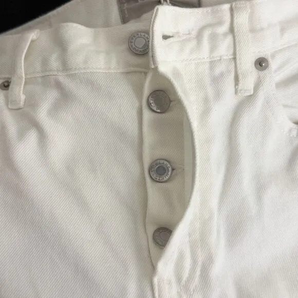 Everlane The Cheeky Jean 28 Crop 100% Cotton Button Fly White Jean Denim B18