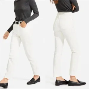 Everlane The Cheeky Jean 28 Crop 100% Cotton Button Fly White Jean Denim B18
