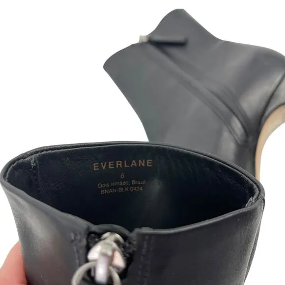 Everlane The Short Banana Boot in Black Leather Size 6 New Without Box!