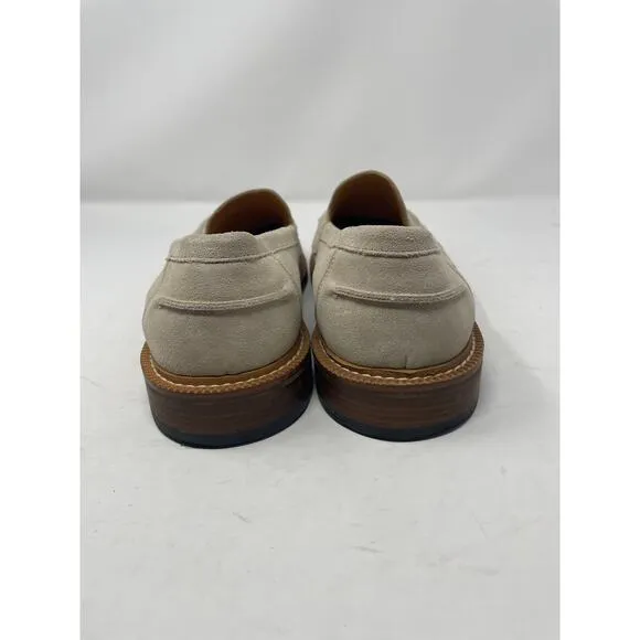 Express Men's Size 9.5 Genuine Suede Loafer Dress Shoes Tan Slip On Round Toe