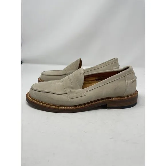 Express Men's Size 9.5 Genuine Suede Loafer Dress Shoes Tan Slip On Round Toe
