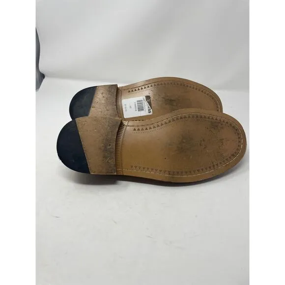 Express Men's Size 9.5 Genuine Suede Loafer Dress Shoes Tan Slip On Round Toe