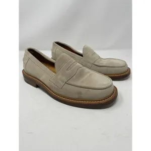 Express Men's Size 9.5 Genuine Suede Loafer Dress Shoes Tan Slip On Round Toe