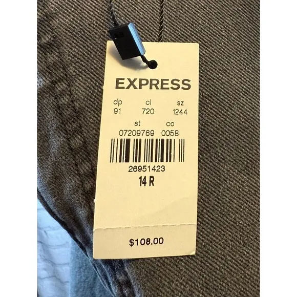Express Slim Super High Rise Gray Jeans Embellished Straight Leg 14R