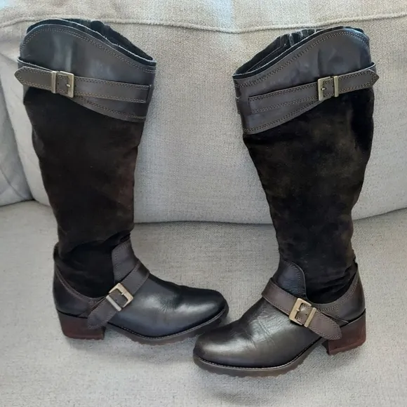 Fabianelli Made in Italian Leather  Riding Boots With Fleece Lining Sz 39/8.5