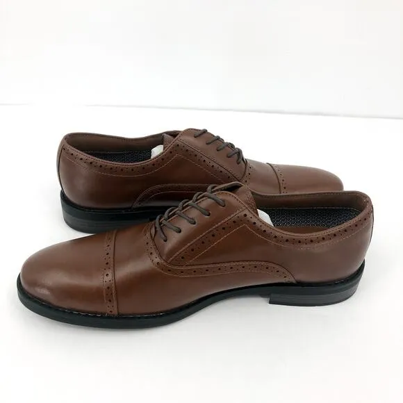 FAIRLANE &amp; SONS Mens Feawin Flex Oxford Shoes Size 13 Tan Brown Leather NWOB