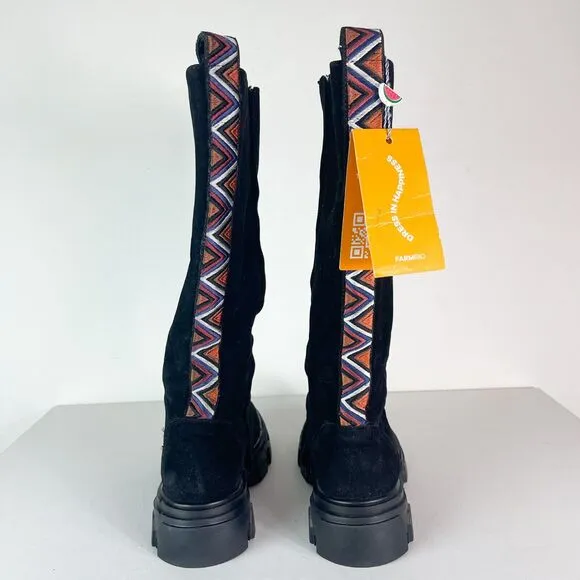 Farm Rio NWOB Women's Black Suede Tall Shaft Boot Size 8.5