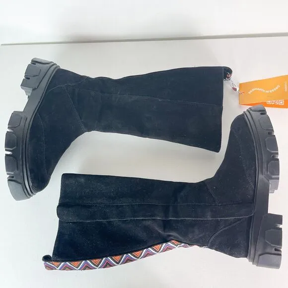 Farm Rio NWOB Women's Black Suede Tall Shaft Boot Size 8.5
