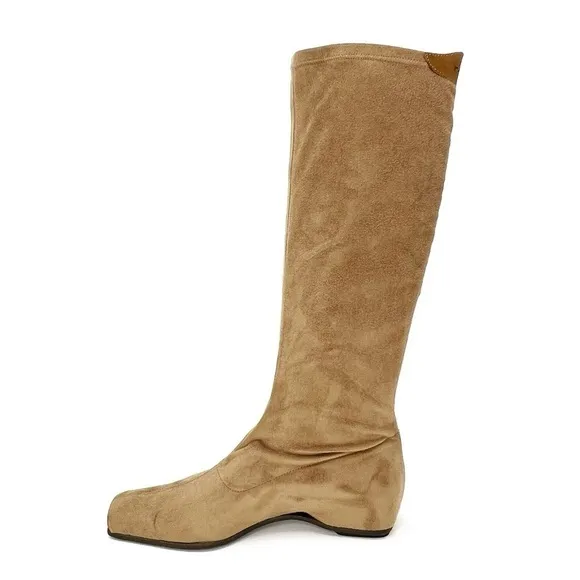 Farrutx Boots Size 41 = US 10.5 Knee High Tall Suede Tan Brown 1.5” Wedge  EUC