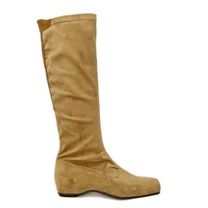 Farrutx Boots Size 41 = US 10.5 Knee High Tall Suede Tan Brown 1.5” Wedge  EUC