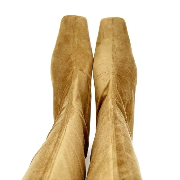 Farrutx Boots Size 41 = US 10.5 Knee High Tall Suede Tan Brown 1.5” Wedge  EUC