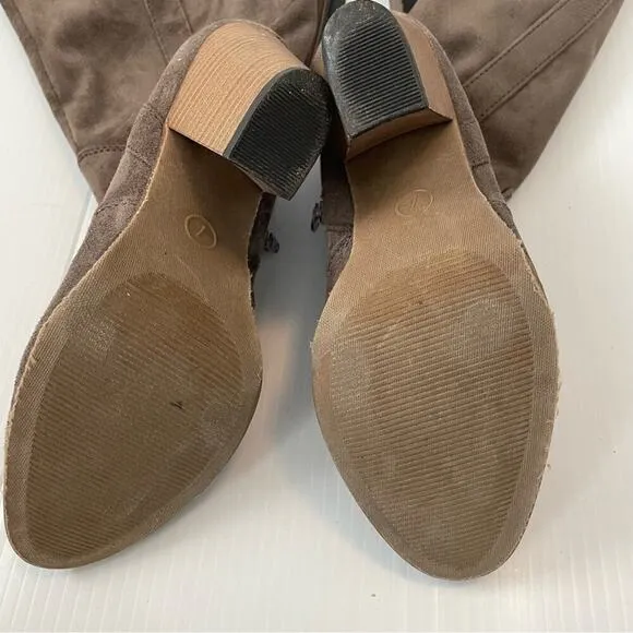Faryl by Faryl Robbin brown tall faux suede heeled boots size 7