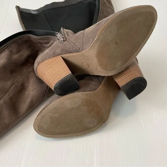 Faryl by Faryl Robbin brown tall faux suede heeled boots size 7