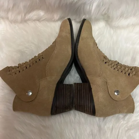 Faryl Robin Plume Doran StrappyTan Suede Bootie Size 8.5 D20