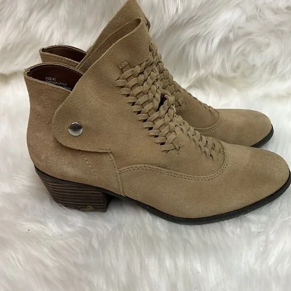 Faryl Robin Plume Doran StrappyTan Suede Bootie Size 8.5 D20