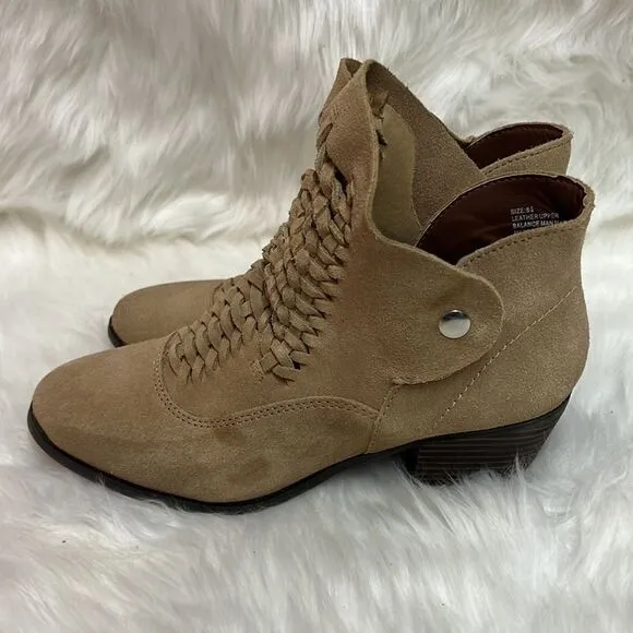 Faryl Robin Plume Doran StrappyTan Suede Bootie Size 8.5 D20