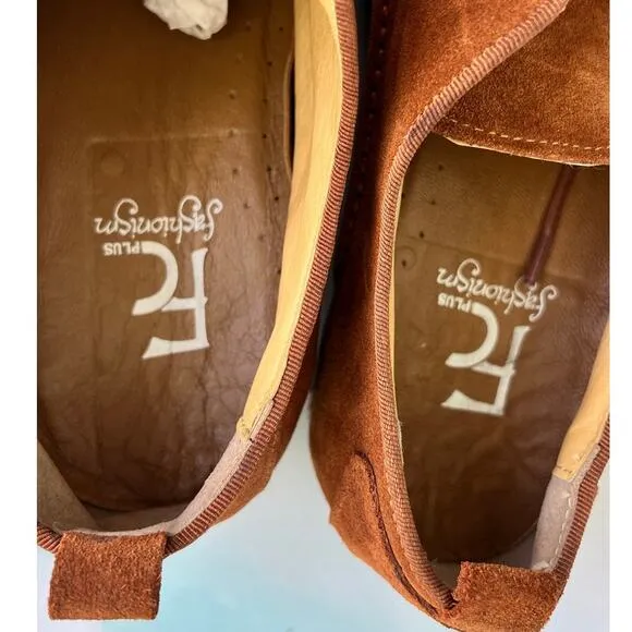 Fashinism Handmaded Men's Brown Soft Suede Shoes with Laces  Size 40 EU / 9.5 US