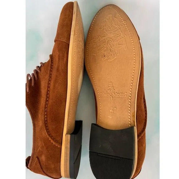 Fashinism Handmaded Men's Brown Soft Suede Shoes with Laces  Size 40 EU / 9.5 US
