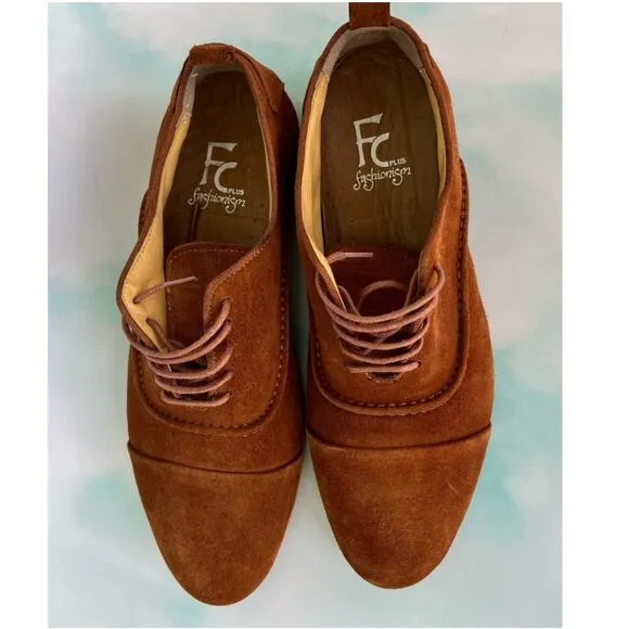 Fashinism Handmaded Men's Brown Soft Suede Shoes with Laces  Size 40 EU / 9.5 US