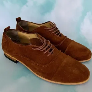 Fashinism Handmaded Men's Brown Soft Suede Shoes with Laces  Size 40 EU / 9.5 US