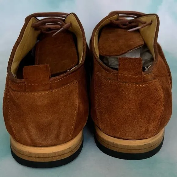 Fashinism Handmaded Men's Brown Soft Suede Shoes with Laces  Size 40 EU / 9.5 US