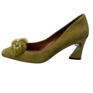 Fashion Pumps Suede Fur Embellished Heel US 10.5 EU 42 UK 8.5