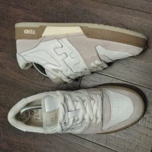 Fendi White Leather/Off White Suede  Sneakers