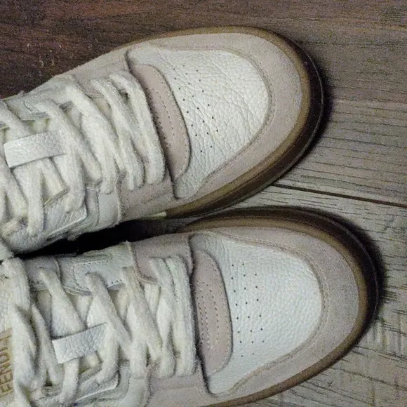 Fendi White Leather/Off White Suede  Sneakers