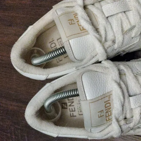 Fendi White Leather/Off White Suede  Sneakers