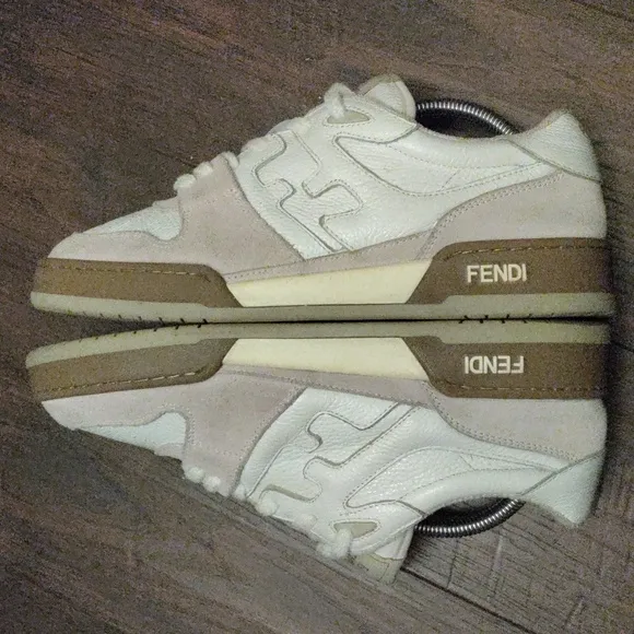 Fendi White Leather/Off White Suede  Sneakers