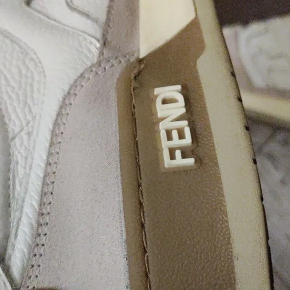 Fendi White Leather/Off White Suede  Sneakers