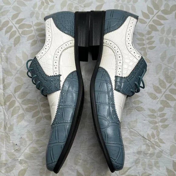 Ferro Aldo Carl Full Synthetic Alligator Print Formal Oxford Casual Shoes Men 10