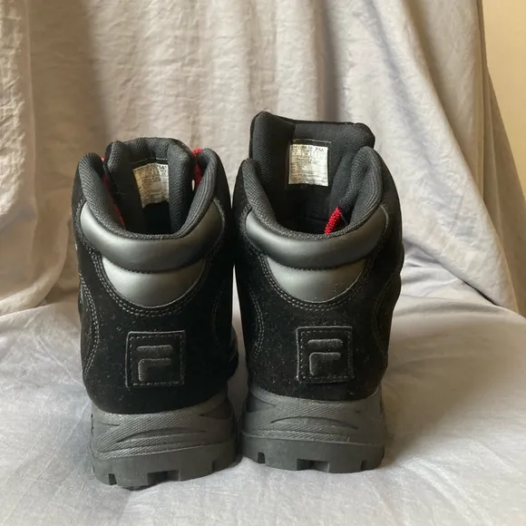 FILA Black and Red Boots New In Box Soft Top Fabric