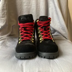 FILA Black and Red Boots New In Box Soft Top Fabric