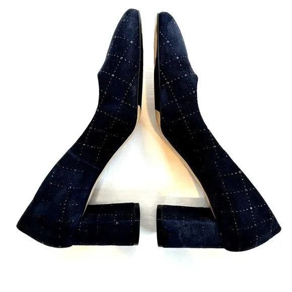 FIORANGELO Women's Dark Blue Suede Mid Heel Comfort Pumps Shoes SZ 39/US 9 Italy
