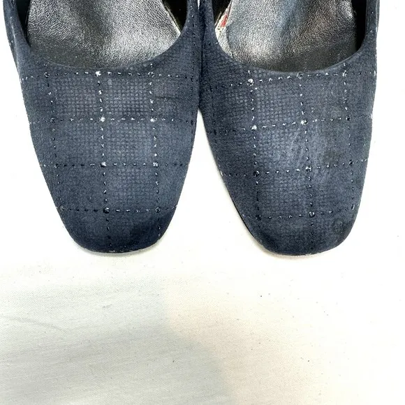FIORANGELO Women's Dark Blue Suede Mid Heel Comfort Pumps Shoes SZ 39/US 9 Italy