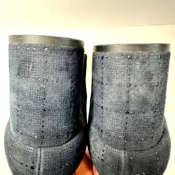 FIORANGELO Women's Dark Blue Suede Mid Heel Comfort Pumps Shoes SZ 39/US 9 Italy