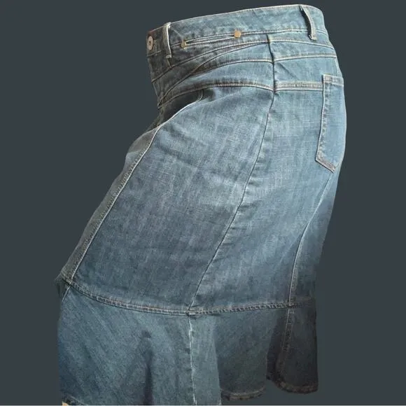 Fish Tail Flare MIDI Denim Motto Your Style Mantra 18W Midi Slip skirt