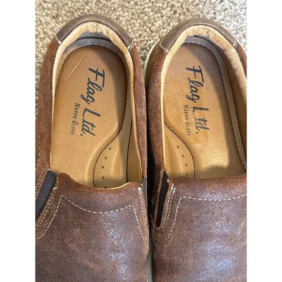 Flag LTD Napa Glove, Oxford, Brown Leather Shoes Slip On Sneakers Men 8